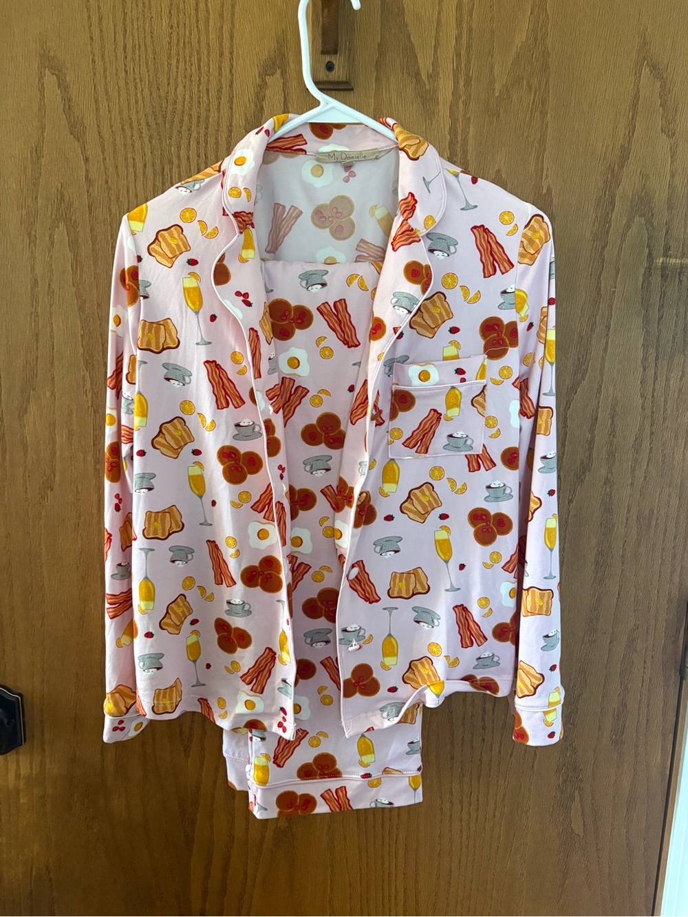 Pink Breakfast-Print Two-Piece Pajama Set for Women